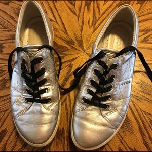 Nearly New ECCO silver tennis shoes size 42